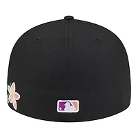 Los Angeles Angels Black Tonal Floral Pre-Curved New Era 59FIFTY Fitted Hat