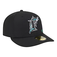 Florida Marlins Black Tonal Floral Pre-Curved New Era 59FIFTY Fitted Hat