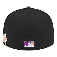 Florida Marlins Black Tonal Floral Pre-Curved New Era 59FIFTY Fitted Hat