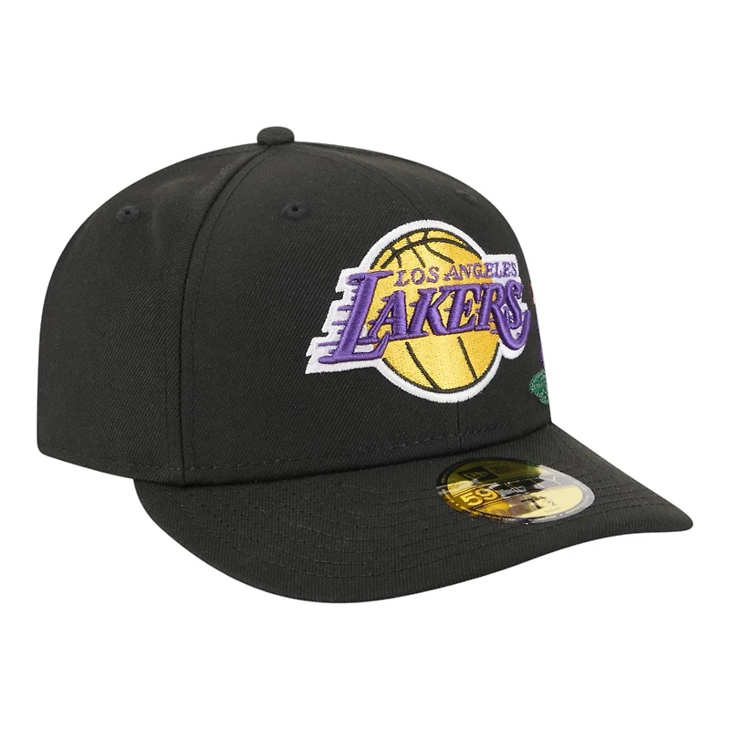 Los Angeles Lakers Black Tonal Floral Pre-Curved New Era 59FIFTY Fitted Hat