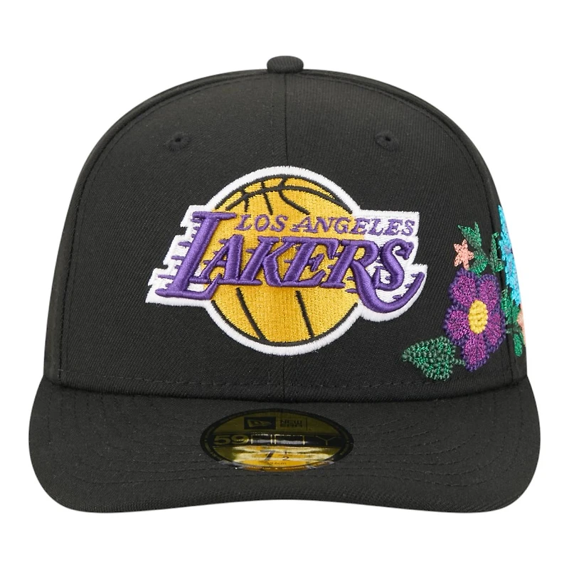 Los Angeles Lakers Black Tonal Floral Pre-Curved New Era 59FIFTY Fitted Hat