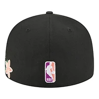 Los Angeles Lakers Black Tonal Floral Pre-Curved New Era 59FIFTY Fitted Hat