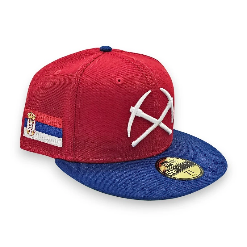 Denver Nuggets Scarlet Royal 2T Leon the Lab Serbia Patch Grey UV New Era 59FIFTY Fitted Hat