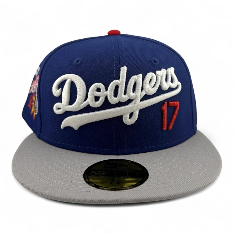 Los Angeles Dodgers Royal Blue Script Ohtani Anime Patch Green UV New Era 59FIFTY Fitted Hat
