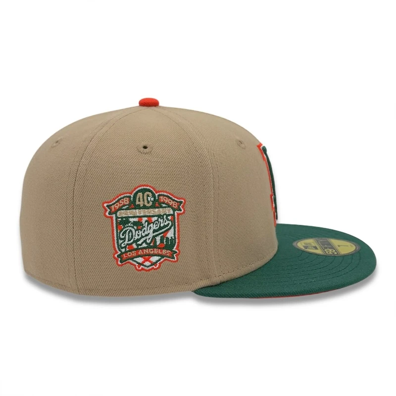 Los Angeles Dodgers Camel and Green 40th Anniversary Patch Red UV New Era 59FIFTY Fitted Hat