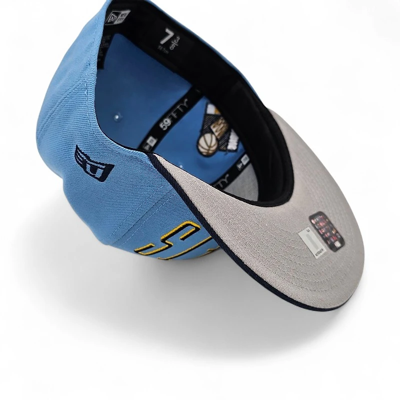 Denver Nuggets Sky Blue Oceanside 2T Leon the Lab Champions Patch Grey UV New Era 59FIFTY Fitted Hat