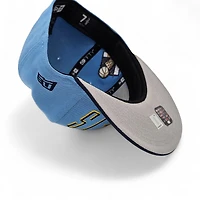 Denver Nuggets Sky Blue Oceanside 2T Leon the Lab Champions Patch Grey UV New Era 59FIFTY Fitted Hat