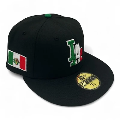 Los Angeles Dodgers Black Mexico Flag Patch Red UV New Era 59FIFTY Fitted Hat