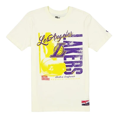 Los Angeles Lakers Cream Script Vintage New Era T-Shirt
