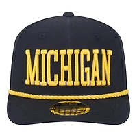 Michigan Wolverines Navy Wordmark Roper NCAA New Era 9SEVENTY Stretch Snapback Hat