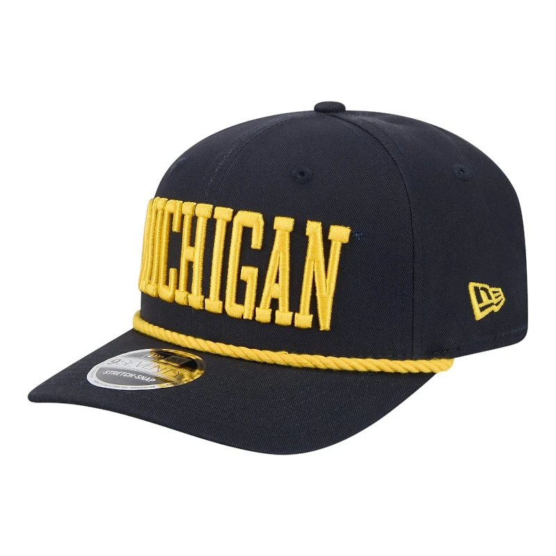 Michigan Wolverines Navy Wordmark Roper NCAA New Era 9SEVENTY Stretch Snapback Hat