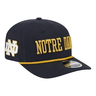 Notre Dame Fighting Irish Navy Wordmark Roper NCAA New Era 9SEVENTY Stretch Snapback Hat