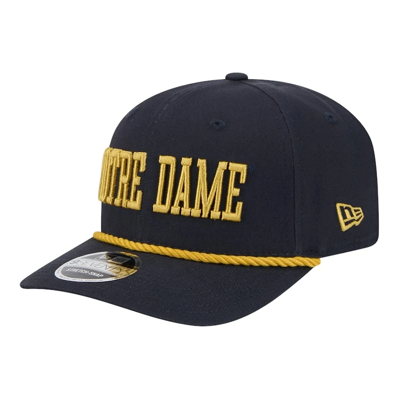 Notre Dame Fighting Irish Navy Wordmark Roper NCAA New Era 9SEVENTY Stretch Snapback Hat
