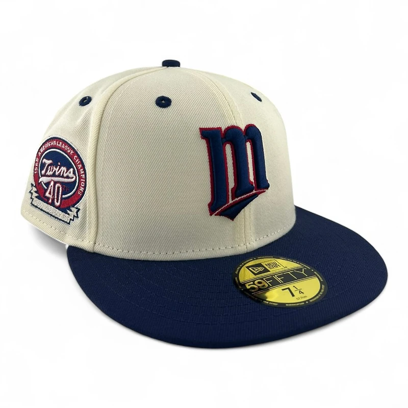Minnesota Twins Chrome and Navy "Summer Collection" 40th Anniversary Patch Gray UV New Era 59FIFTY Fitted Hat