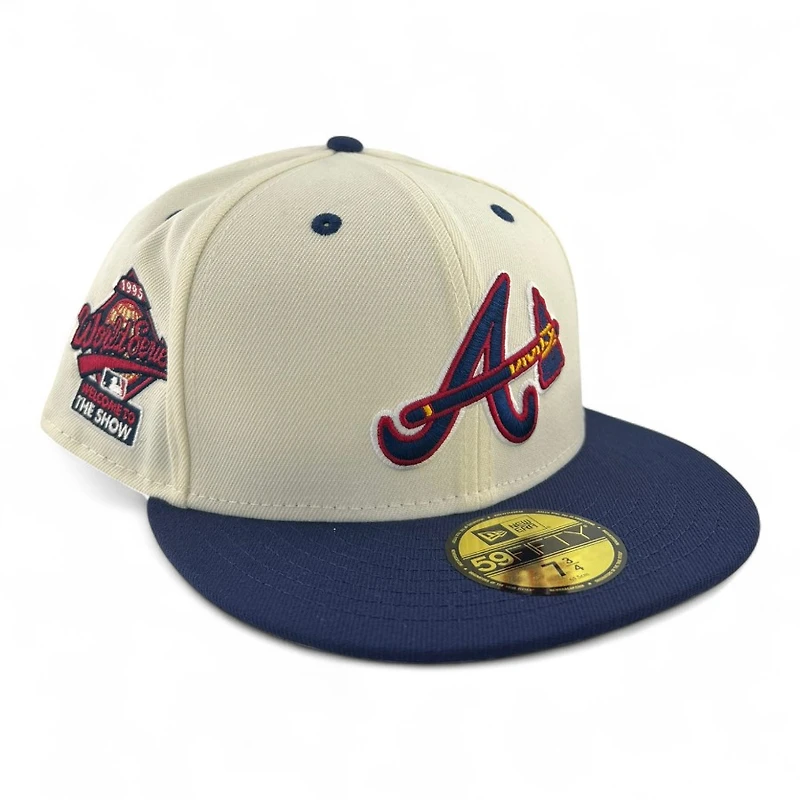 Atlanta Braves Chrome and Navy "Summer Collection" 1995 WS Patch Gray UV New Era 59FIFTY Fitted Hat