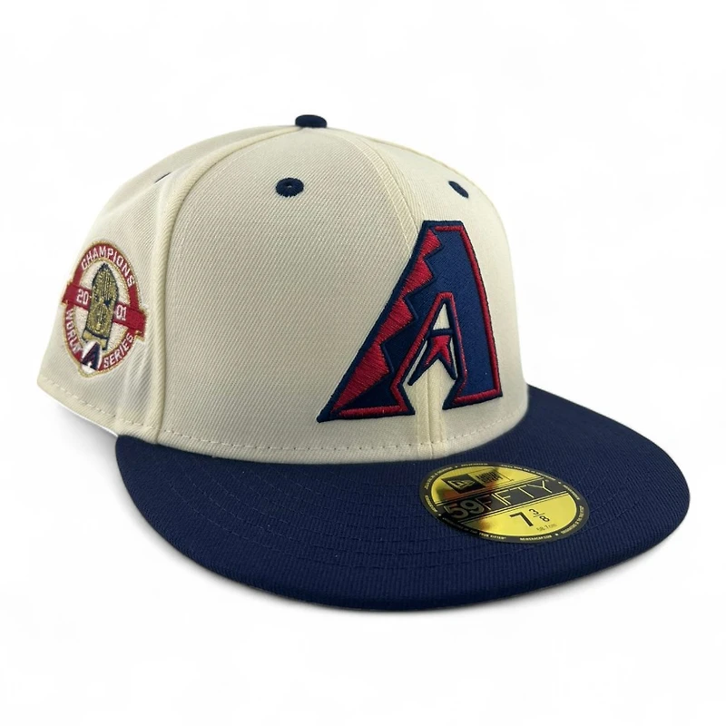 Arizona Diamondbacks Chrome and Navy "Summer Collection" 2001 WS Champions Patch Gray UV New Era 59FIFTY Fitted Hat