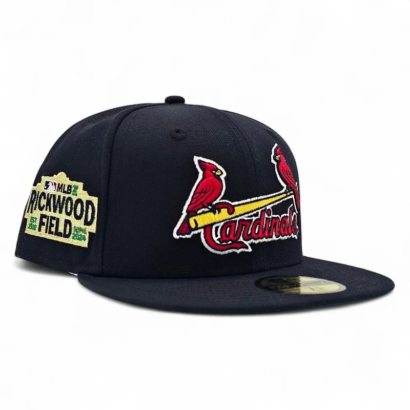 St. Louis Cardinals Navy Leon the Lab Rickwood Field 2024 Patch Green UV New Era 59FIFTY Fitted Hat