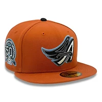 Los Angeles Angels Rust Orange Poly 50th Anniversary Patch Gray UV New Era 59FIFTY Fitted Hat
