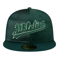 Oakland Athletics Green Tri-Panel Satin Velvet & Corduroy 50th Patch Gray UV New Era 59FIFTY Fitted Hat