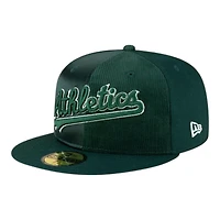 Oakland Athletics Green Tri-Panel Satin Velvet & Corduroy 50th Patch Gray UV New Era 59FIFTY Fitted Hat