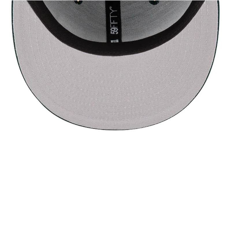 Oakland Athletics Green Tri-Panel Satin Velvet & Corduroy 50th Patch Gray UV New Era 59FIFTY Fitted Hat