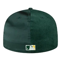Oakland Athletics Green Tri-Panel Satin Velvet & Corduroy 50th Patch Gray UV New Era 59FIFTY Fitted Hat