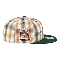 Los Angeles Angels Plaid with Corduroy Bill 50th Patch Gray UV New Era 59FIFTY Fitted Hat