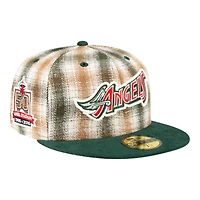 Los Angeles Angels Plaid with Corduroy Bill 50th Patch Gray UV New Era 59FIFTY Fitted Hat