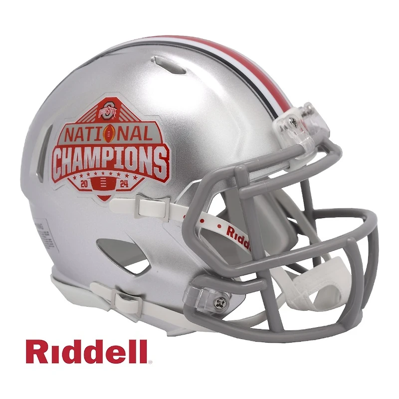 Ohio State Buckeyes 2024 National Champs Silver Riddell Speed Mini Helmet