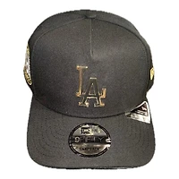 Los Angeles Dodgers Black with Gold Metal Badge Logo 8x Champ Patch New Era 9FIFTY A-Frame Snapback Hat