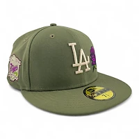 Los Angeles Dodgers Olive Green with Purple Rose "Frida" 40th Anniversary Cream UV New Era 59FIFTY Fitted Hat