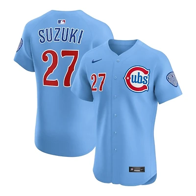 Chicago Cubs Seiya Suzuki Light Blue Alternate Nike Elite Player Jersey