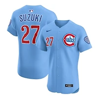 Chicago Cubs Seiya Suzuki Light Blue Alternate Nike Elite Player Jersey