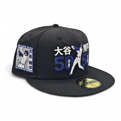 Los Angeles Dodgers Black Leon the Lab Ohtani 50-50 Patch Grey UV New Era 59FIFTY Fitted Hat