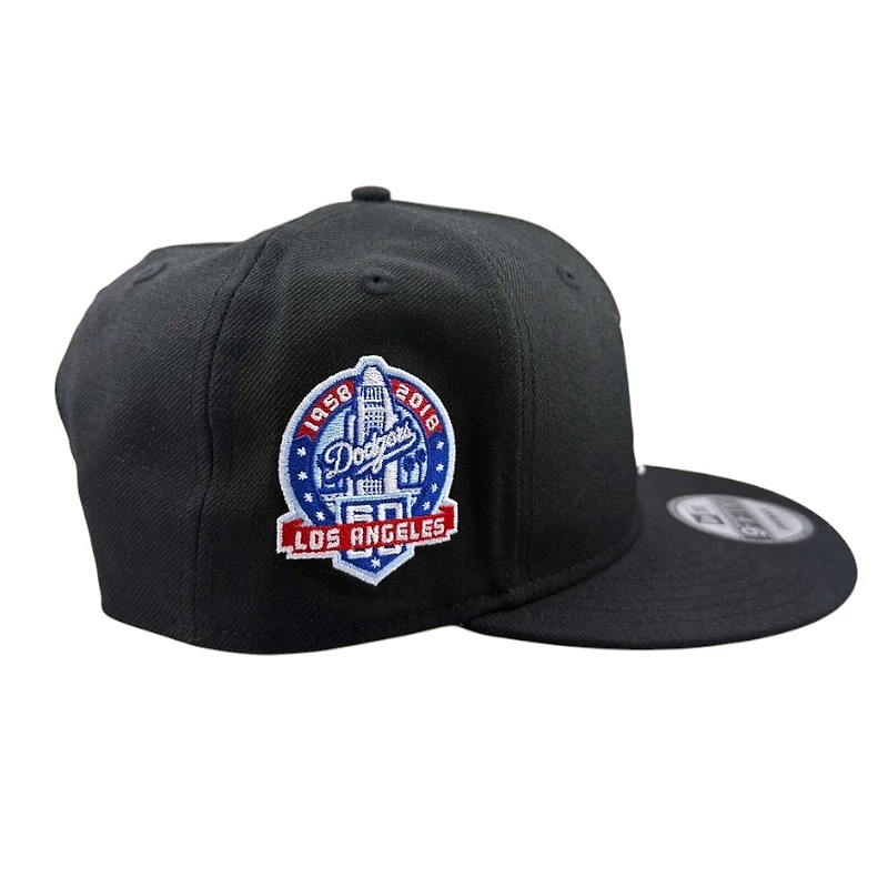 Los Angeles Dodgers Black 60th Anniversary Patch Icy Blue UV New Era 9FIFTY Snapback Hat