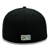 Spokane Indians Black and Green NWL Patch Gray UV New Era 59FIFTY Fitted Hat