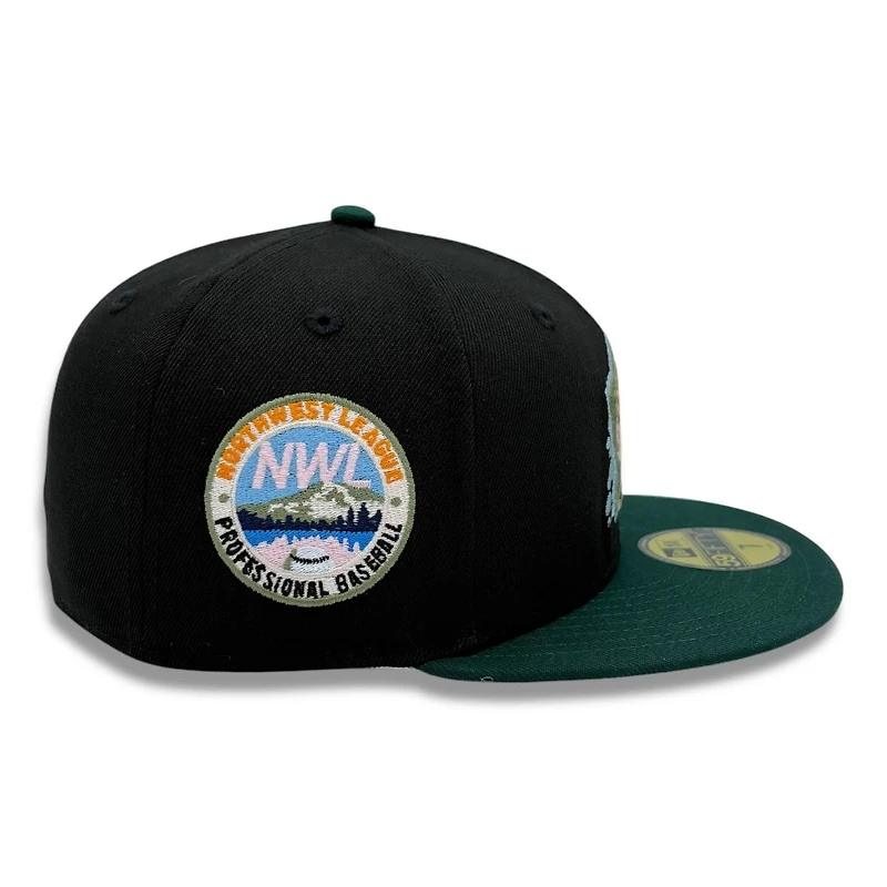 Spokane Indians Black and Green NWL Patch Gray UV New Era 59FIFTY Fitted Hat