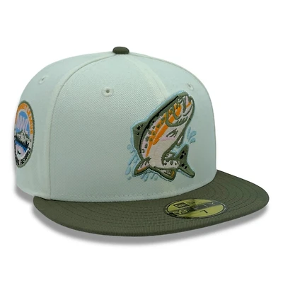 Spokane Indians Chrome and Olive Green NWL Patch UV New Era 59FIFTY Fitted Hat