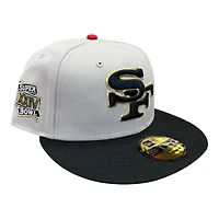 San Francisco 49ers Stone and Black SB XXIV Patch Gray UV New Era 59FIFTY Fitted Hat