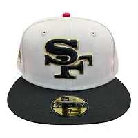 San Francisco 49ers Stone and Black SB XXIV Patch Gray UV New Era 59FIFTY Fitted Hat