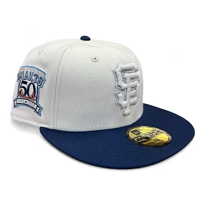 San Francisco Giants Chrome and Navy 50th Anniversary Patch Icy Blue UV New Era 59FIFTY Fitted Hat