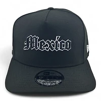 Mexico White on Black Old English Mexico Flag Patch Gray UV New Era A-Frame Snapback Hat