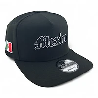 Mexico White on Black Old English Mexico Flag Patch Gray UV New Era A-Frame Snapback Hat