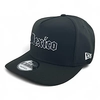 Mexico White on Black Old English Mexico Flag Patch Gray UV New Era A-Frame Snapback Hat