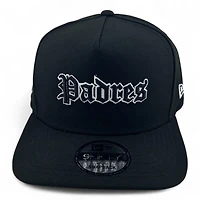 San Diego Padres White on Black Old English 40th Anni Patch Gray UV New Era A-Frame Snapback Hat