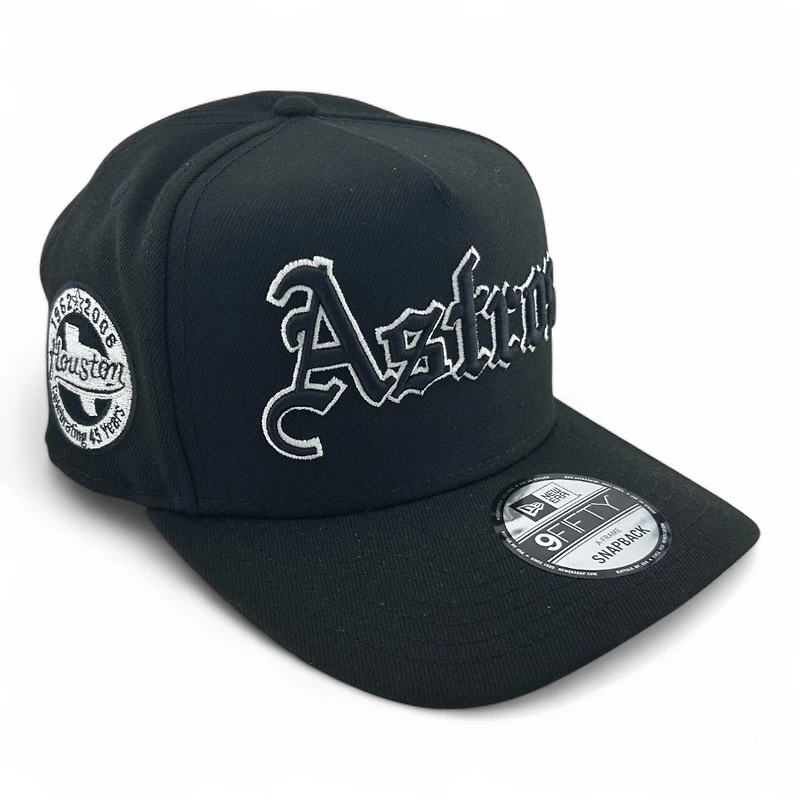 Houston Astros White on Black Old English 45 Years Patch Gray UV New Era A-Frame Snapback Hat
