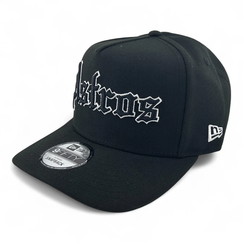 Houston Astros White on Black Old English 45 Years Patch Gray UV New Era A-Frame Snapback Hat