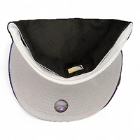 Los Angeles Dodgers Black and Purple Script 42 Patch Gray UV New Era 59FIFTY Fitted Hat