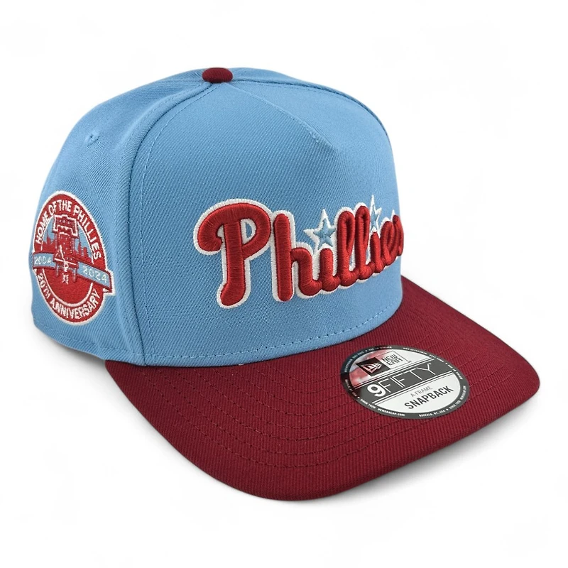 Philadelphia Phillies Blue and Maroon 20th Anni Patch New Era 9FIFTY A-Frame Snapback Hat
