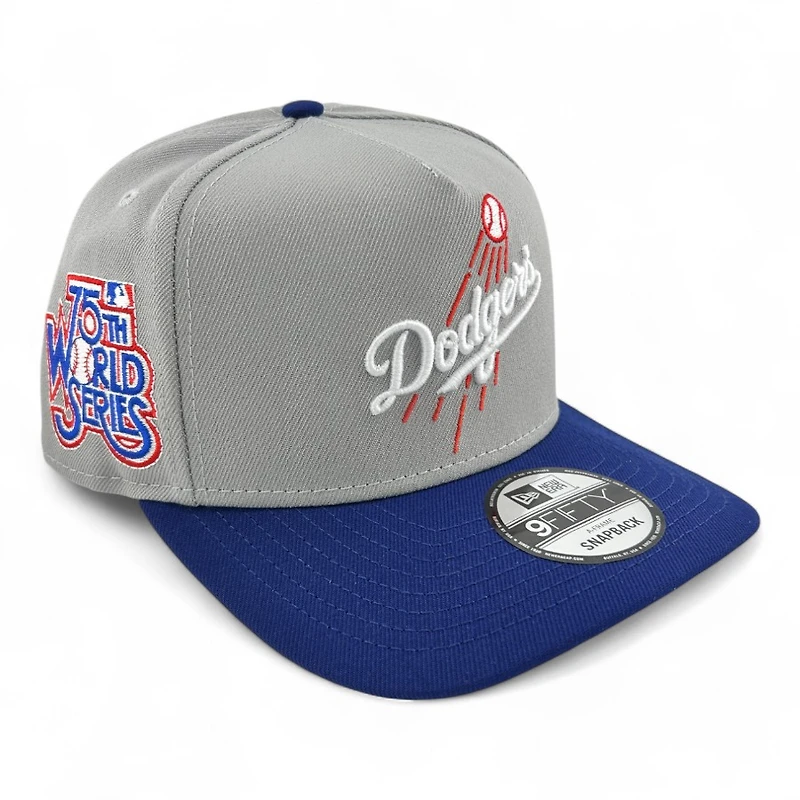 Los Angeles Dodgers Gray and Royal Blue 75th WS Patch New Era 9FIFTY A-Frame Snapback Hat